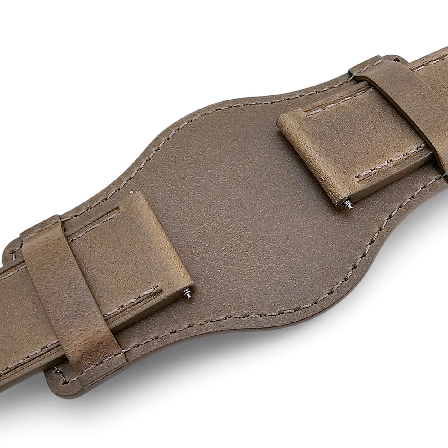 Bund Top Grain Leather Watch Strap 20mm 22mm Grey Brown Taupe