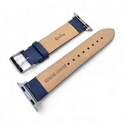 Italian Leather Diamond Stitch Watch Strap For Apple IWatch Navy Blue