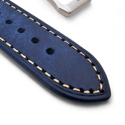 Vegetable Tanned Vintage Italian Leather Watch Strap 20mm 22mm Cobalt Blue