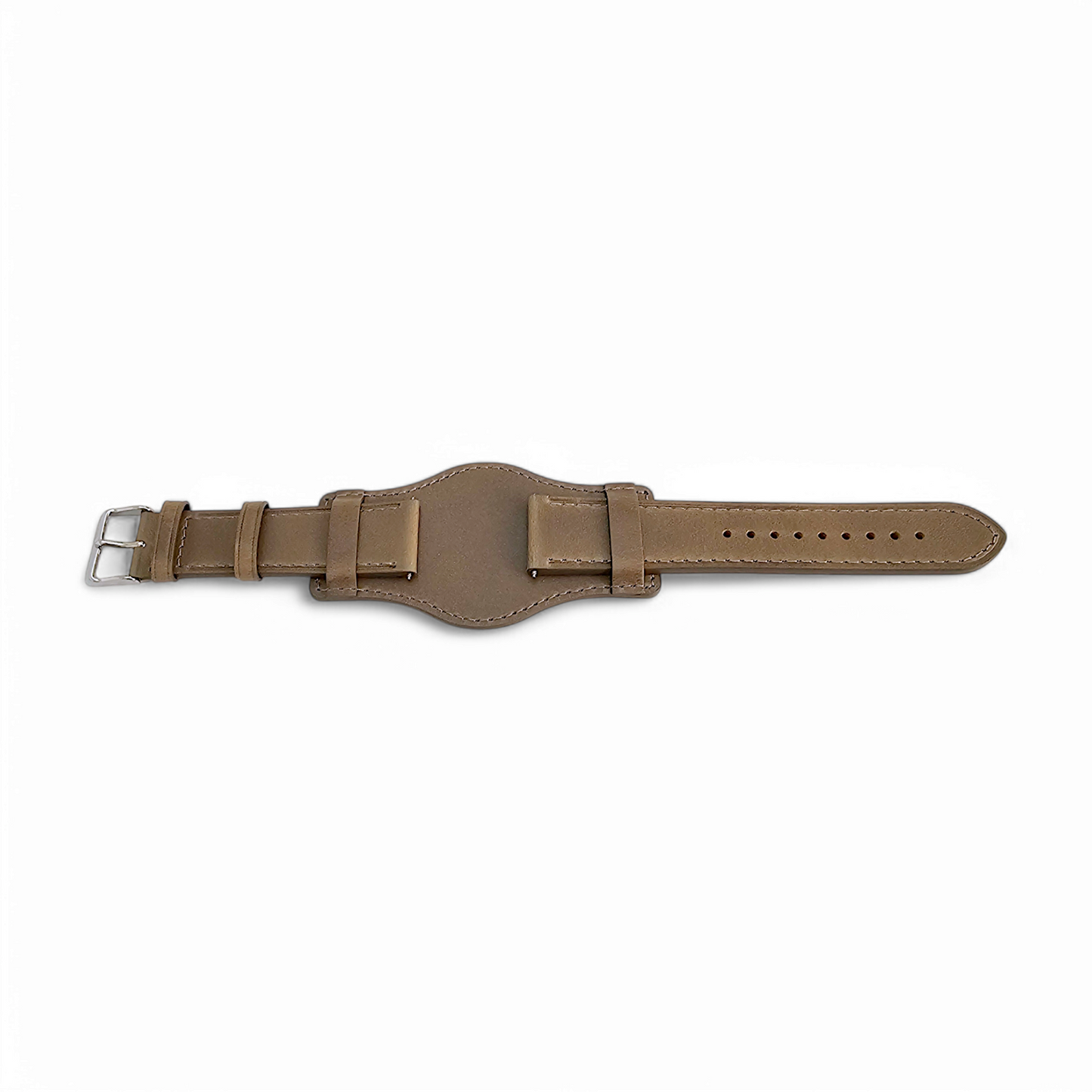 Bund Top Grain Leather Watch Strap 20mm 22mm Grey Brown Taupe