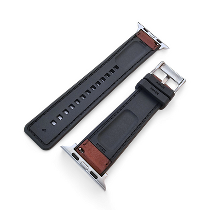 Hybrid Leather & FKM Rubber Watch Strap Band For Apple IWatch