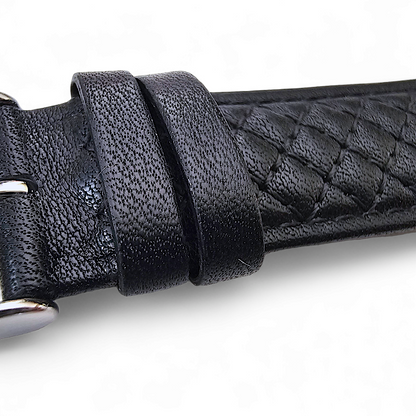 Italian Leather Diamond Stitch Watch Strap For Apple IWatch Black