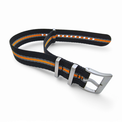 Nylon Watch Military Strap Black Orange Grey 20mm 22mm