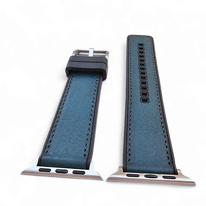 Hybrid Leather & FKM Rubber Watch Strap Band For Apple IWatch