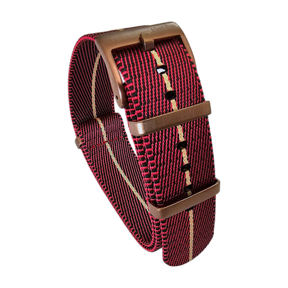 Bronze NATO Nylon 1.8mm Thick Watch Strap Red Black Khaki 20mm 22mm