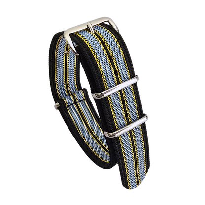 Ribbed Nylon NATO Watch Strap 20mm 22mm Black Yellow Grey