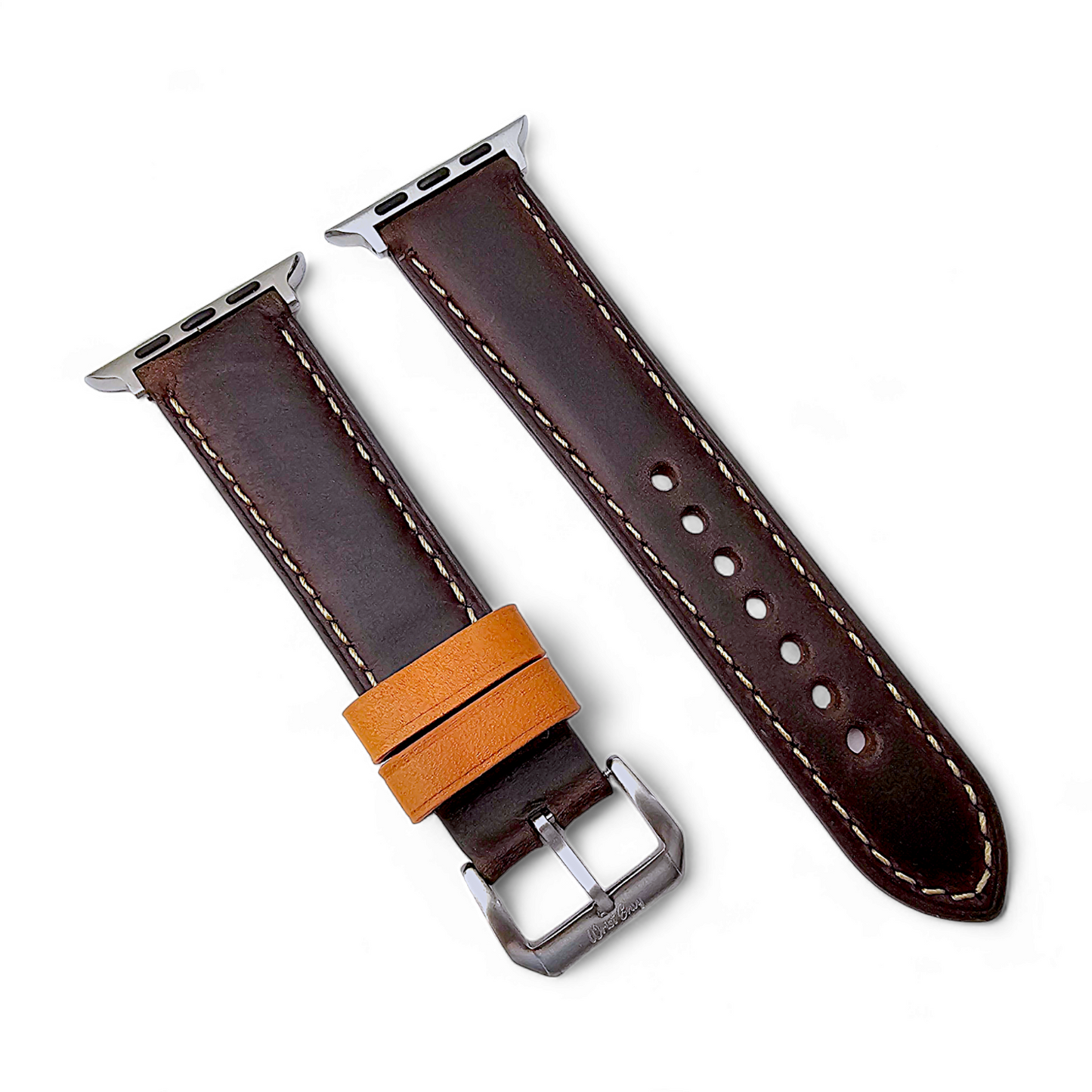 Top Grain Padded Leather Watch Strap For Apple IWatch Brown