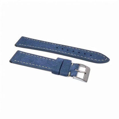 Italian Suede Watch Strap 20mm 22mm Cobalt Blue