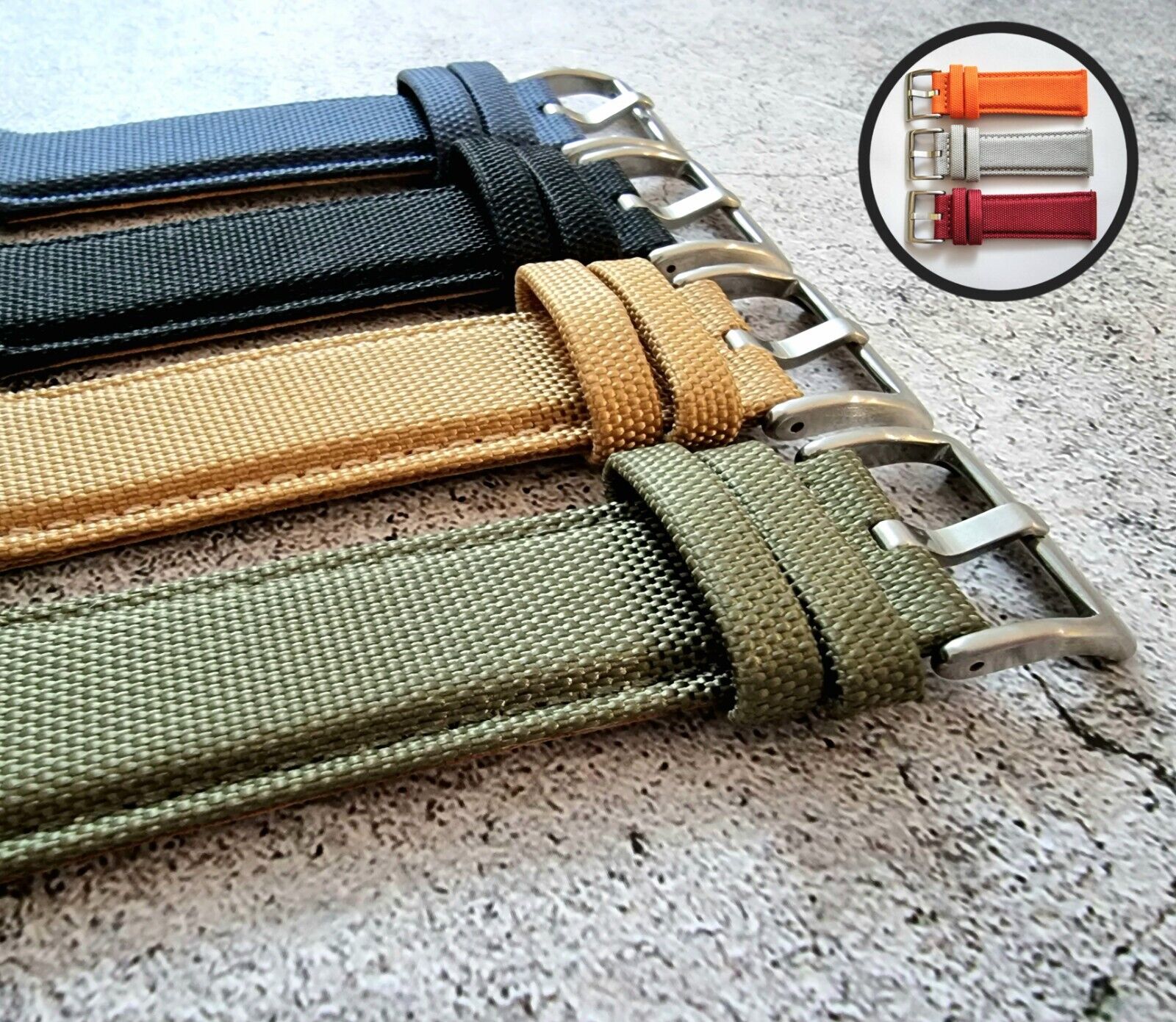 tonjett high quality multicolor nylon sailcloth watch... Premium Nylon Sailcloth Field Watch Strap 20mm 22mm Quick Khaki Green ...