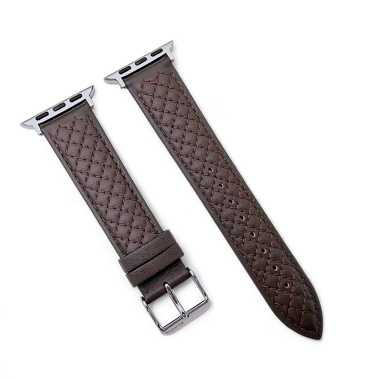 Italian Leather Diamond Stitch Watch Strap For Apple IWatch Dark Brown