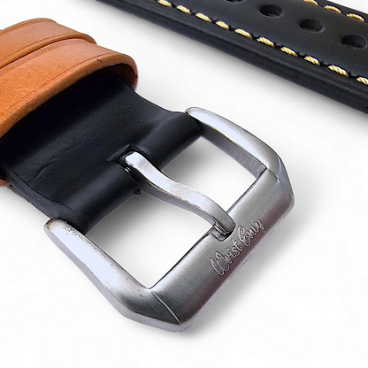 Top Grain Padded Leather Watch Strap For Apple IWatch Black