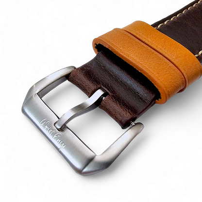 Top Grain Padded Leather Watch Strap For Apple IWatch Brown