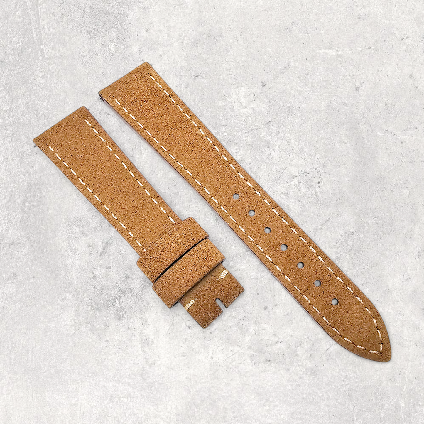 Italian Suede Watch Strap 20mm 22mm Light Brown