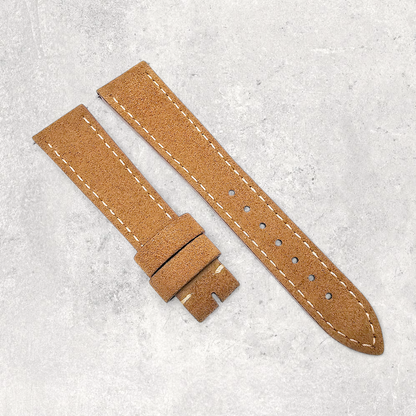 Italian Suede Watch Strap 20mm 22mm Light Brown