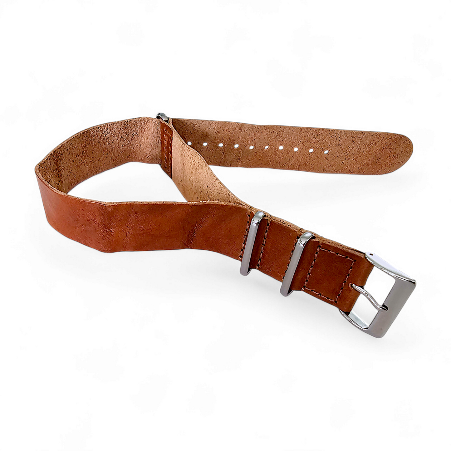 Italian Leather NATO Watch Strap 18mm 20mm 22mm Redish Brown