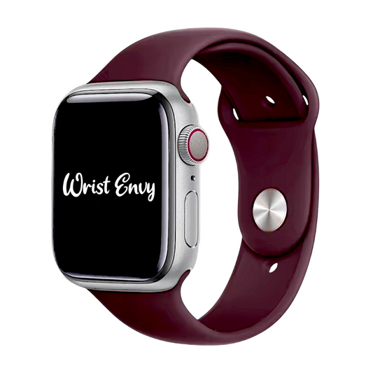 Soft Silicone Watch Strap For Apple Smart Watch Burgundy