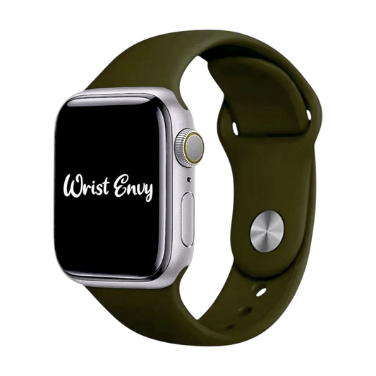 Soft Silicone Watch Strap For Apple Smart Watch Dark Olive