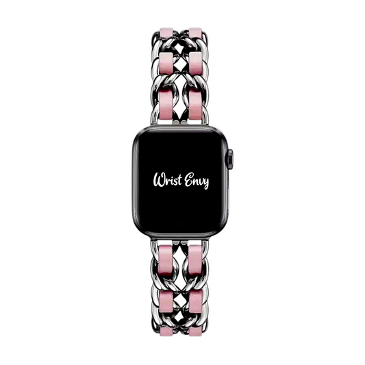 Twisted Lace Metal Bracelet for Apple Watch Silver Pink