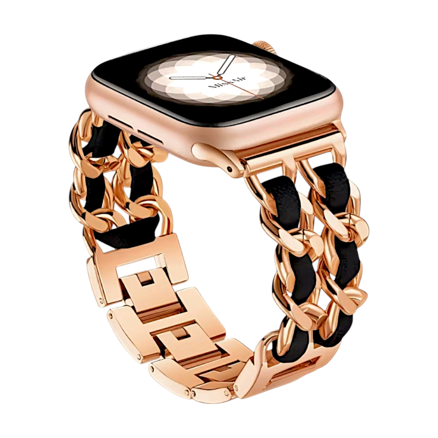 Twisted Lace Metal Bracelet for Apple Watch Rose Gold Black