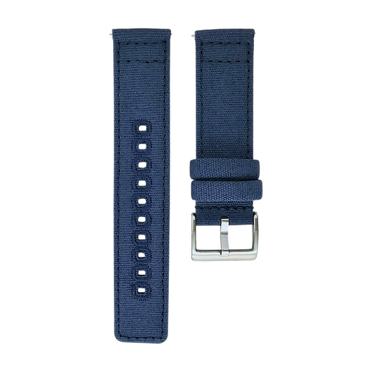 Premium Canvas Sailcloth Watch Strap Quick Release 20mm 22mm Navy Blue