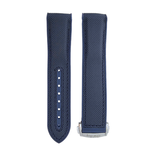 Elite Hybrid FKM Sailcloth Curved End Watch Strap 20mm 21mm 22mm Blue