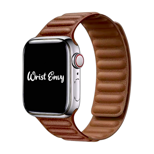 Leather Link Magnetic Strap for Apple Watch Brown