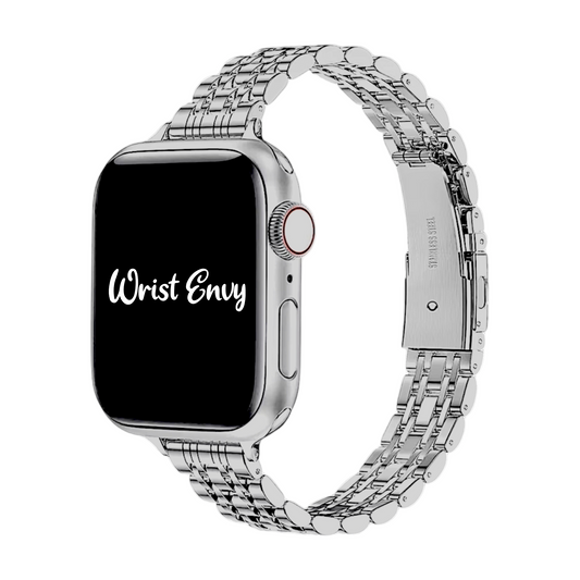 Slim Stainless Steel Apple Watch Strap Silver