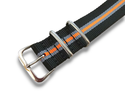 Nylon NATO Watch Strap Band Black Orange Grey 18mm 20mm 22mm