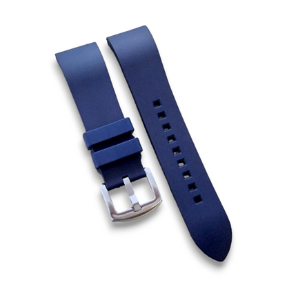 High Quality FKM Rubber Thick Smooth Watch Strap 20mm 21mm 22mm 24mm Blue