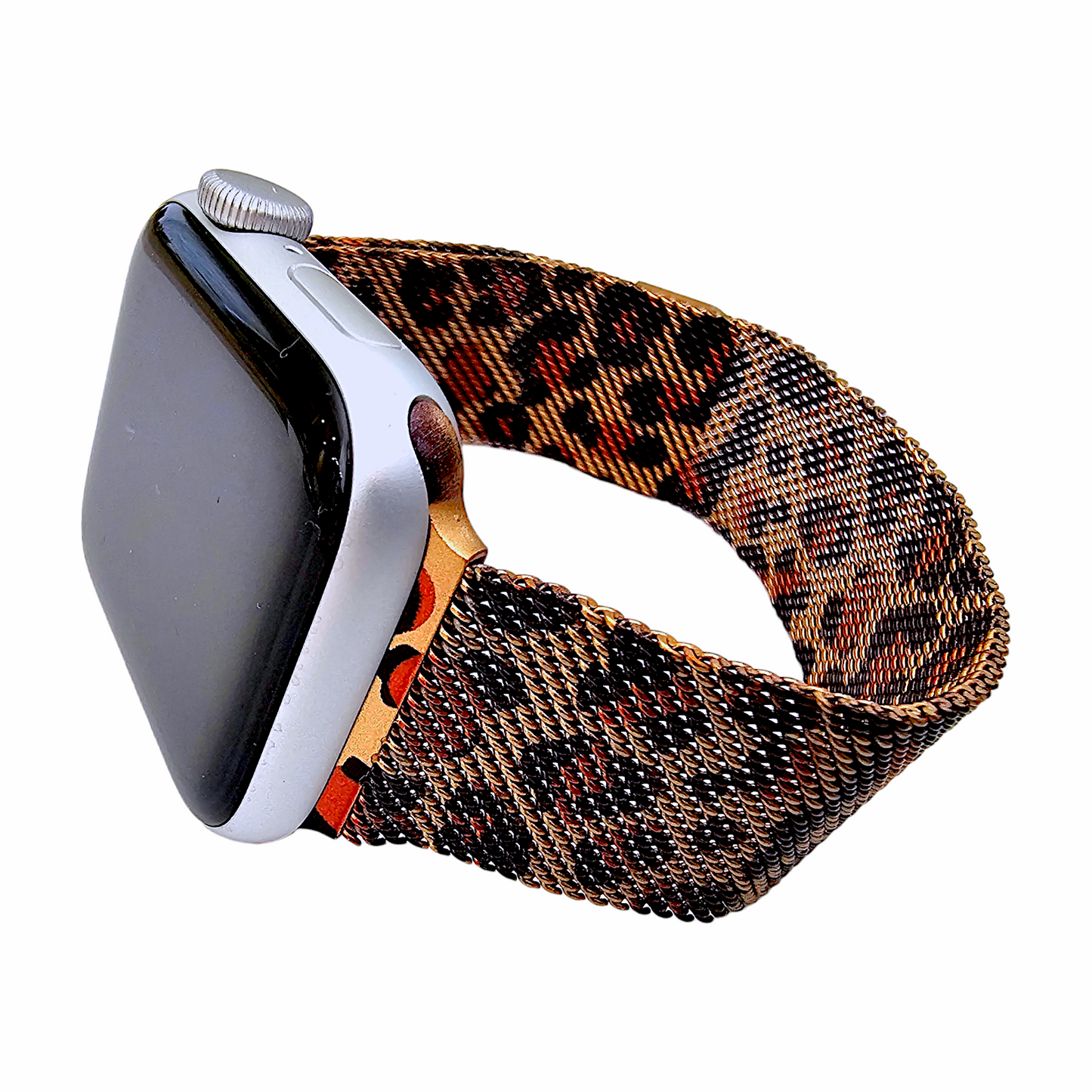 Milanese Mesh Steel Bracelet for Apple Watch Leopard Print