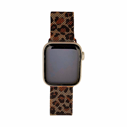 Milanese Mesh Steel Bracelet for Apple Watch Leopard Print