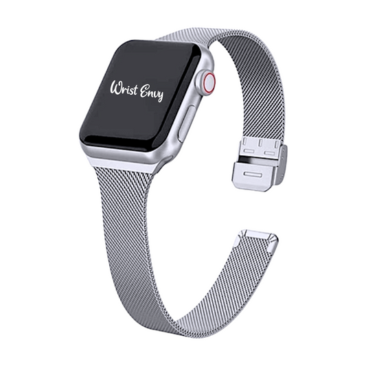 Slim milanese stainless steel bracelet for Apple Watch Silver Coloured