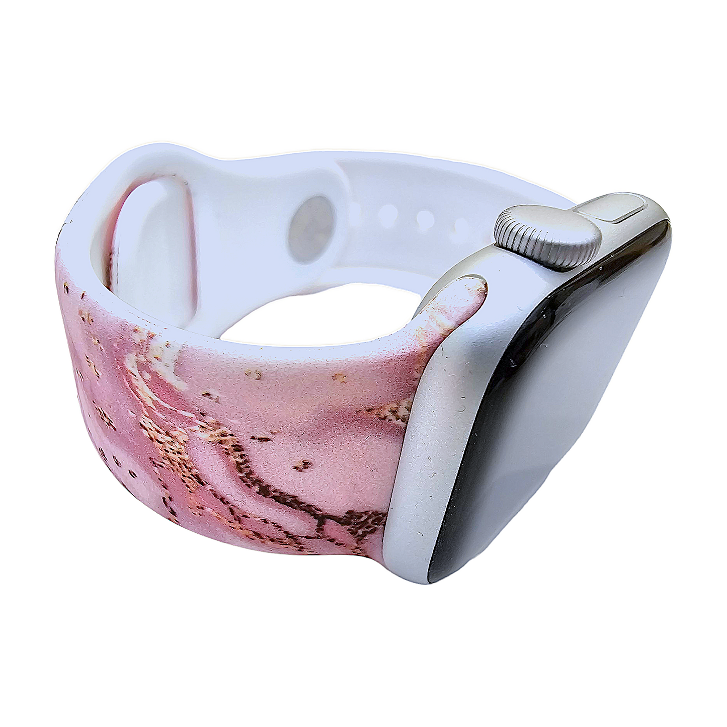 Soft Silicone Pink Marble Watch Strap For Apple Watch