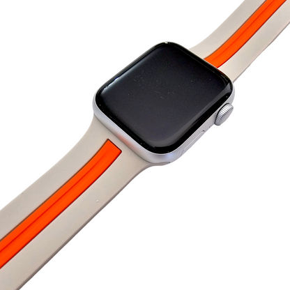Premium Silicone Watch Strap For Apple Watch Grey Orange