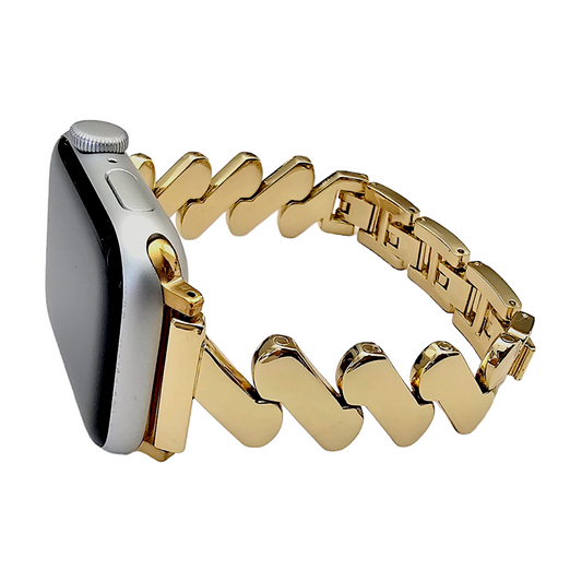 Zig Zag wave pattern Gold PVD bracelet for Apple Watch Strap Band
