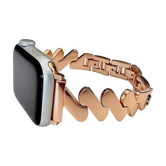 Zig Zag wave pattern Rose Gold PVD bracelet for Apple Watch Strap Band