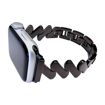 Zig Zag wave pattern Black PVD bracelet for Apple Watch Strap Band