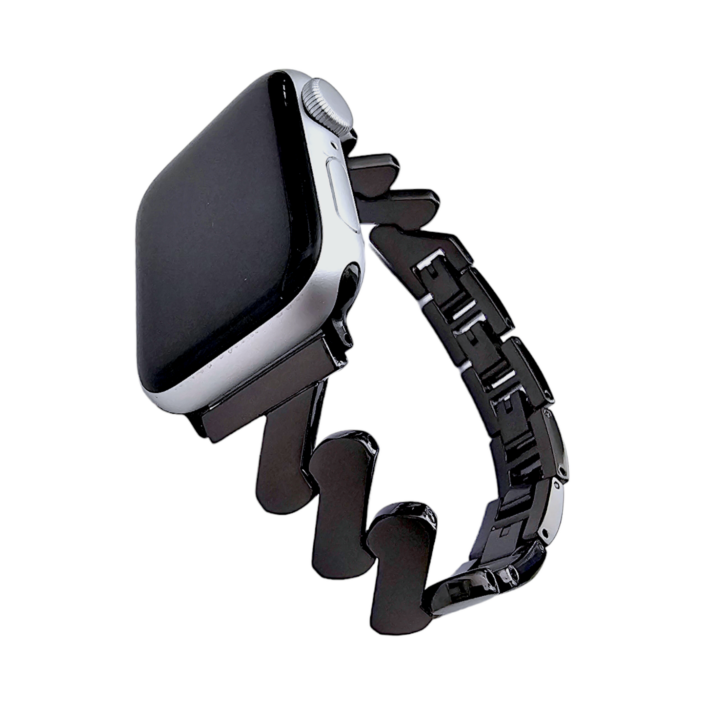 Zig Zag wave pattern Black PVD bracelet for Apple Watch Strap Band