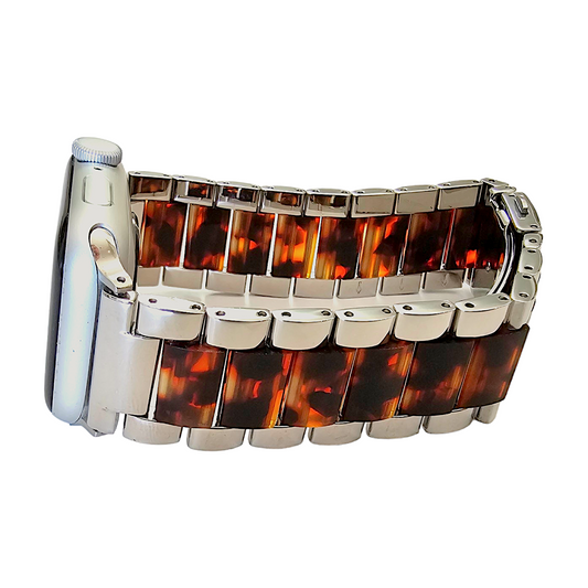 Hybrid Stainless Steel Tortoiseshell Resin bracelet for Apple Watch Strap Band