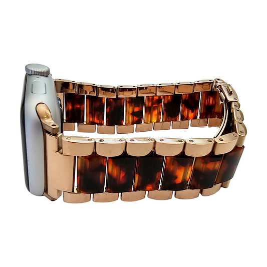 Hybrid Rose Gold Tortoiseshell Resin bracelet for Apple Watch Strap Band