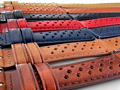 Horween Leather Rally Watch Strap Red 18mm, 20mm, 21mm, 22mm