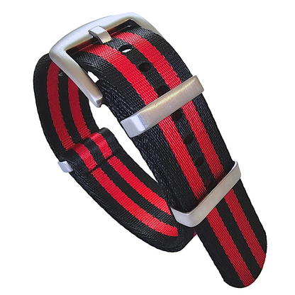High Quality 1.8mm Thick NATO Watch Strap Band 18mm 20mm 22mm Black Red Stripes