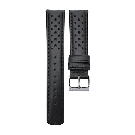 Horween Leather Rally Watch Strap Black 18mm, 20mm, 21mm, 22mm