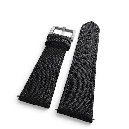 Canvas Watch Strap in Black with Black Stitching 18mm 20mm 22mm 24mm