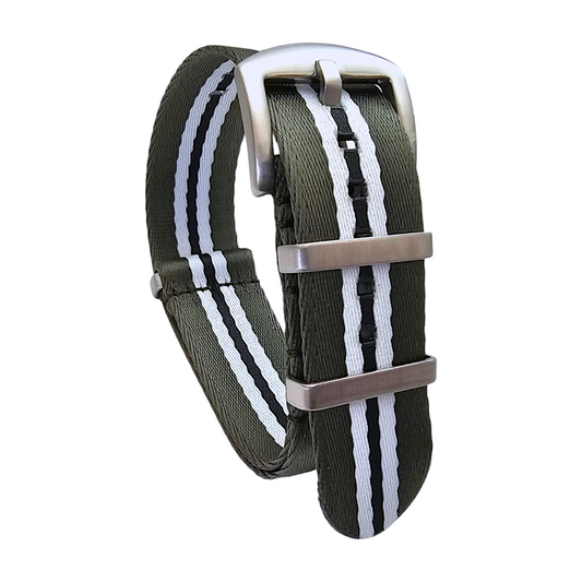 Custom Made Nylon NATO Watch Strap Army Green White Black 20mm 22mm