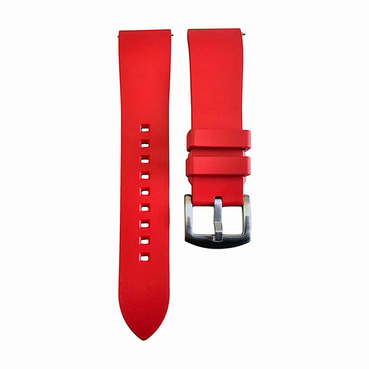 High Quality FKM Rubber Thick Smooth Watch Strap 20mm 22mm 24mm Red