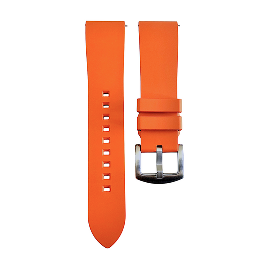High Quality FKM Rubber Thick Smooth Watch Strap 20mm 21mm 22mm 24mm Orange