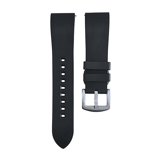 High Quality FKM Rubber Thick Smooth Watch Strap 20mm 21mm 22mm 24mm Black