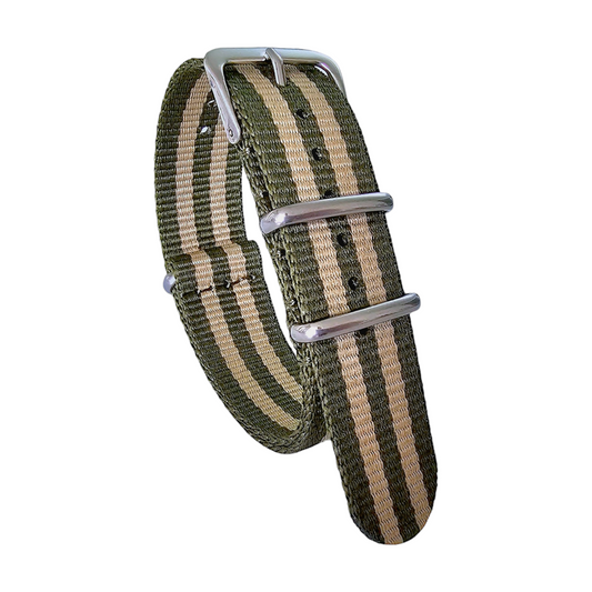 Nylon NATO Watch Strap Band Green Khaki Stripped 18mm 20mm 22mm