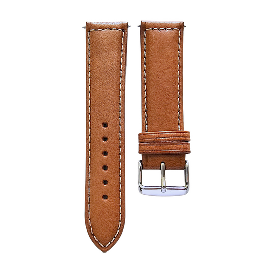 Italian Leather Classic Padded Watch Strap Band 18mm 20mm 22mm Tan Brown